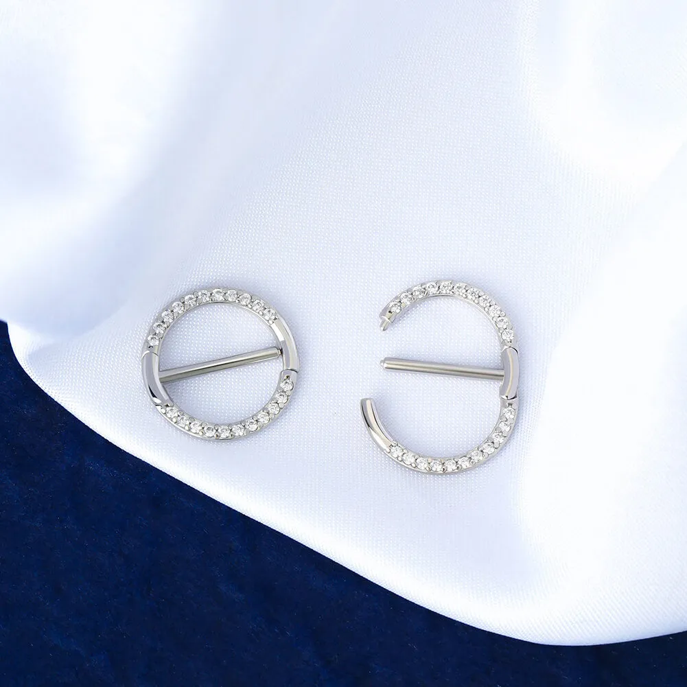 14G Circular CZ Clicker Nipple Shield Jewelry