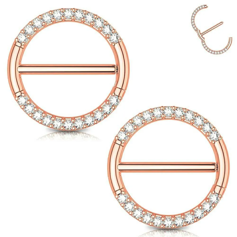 14G Circular CZ Clicker Nipple Shield Jewelry