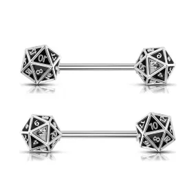 14G D20 Dice Glitter Nipple Barbell Jewelry