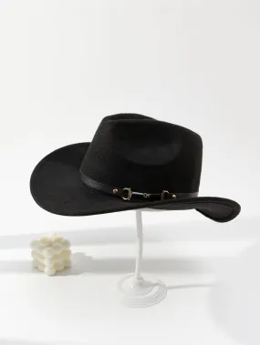 1pc Unisex Belt Decor Cowboy Fedora Hat For Party