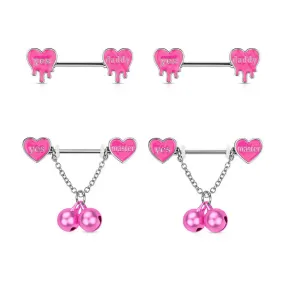 4PCS Set 14G Flirting Words Nipple Piercing Jewelry