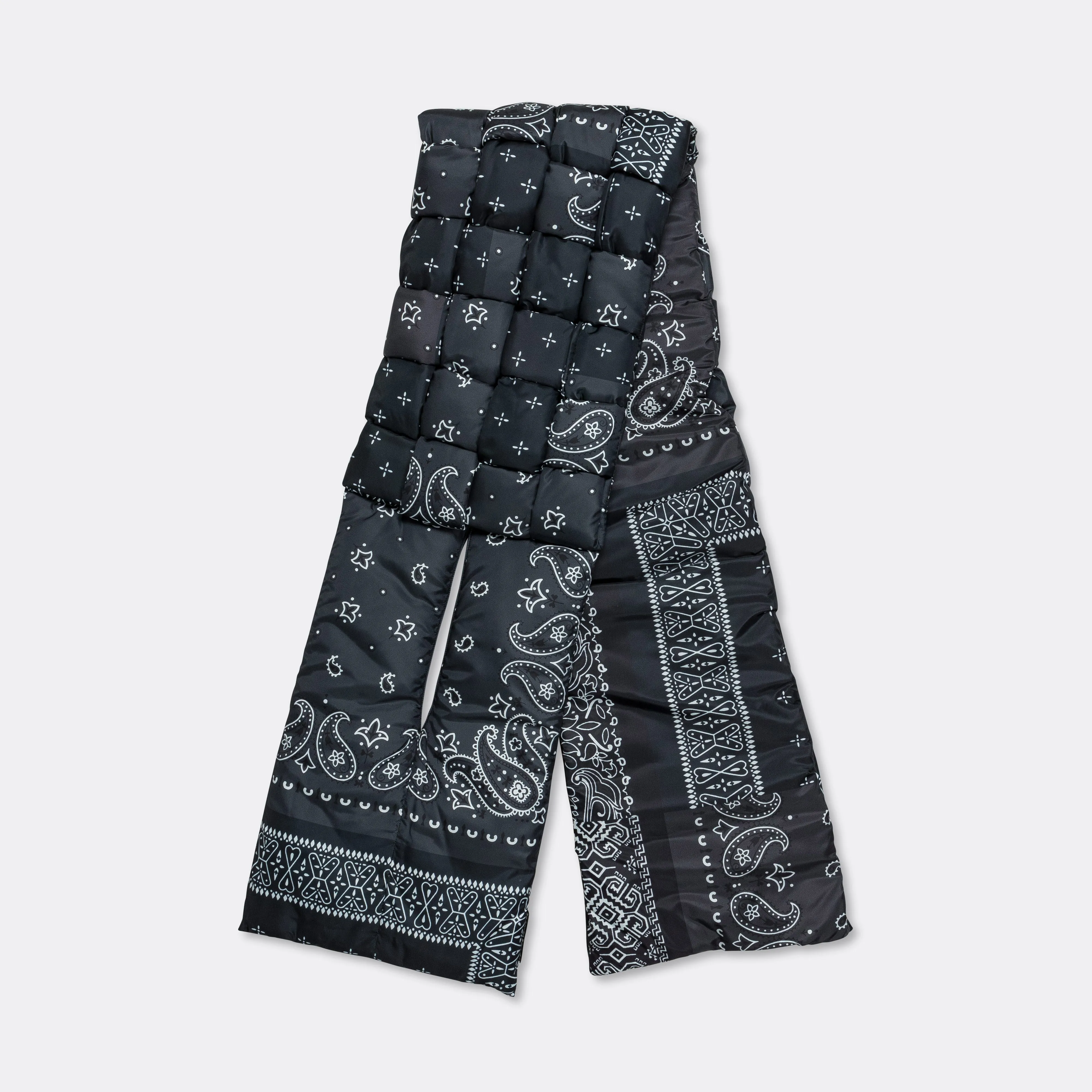 Bandana Print Nylon KEEL WEAVING Scarf - Black