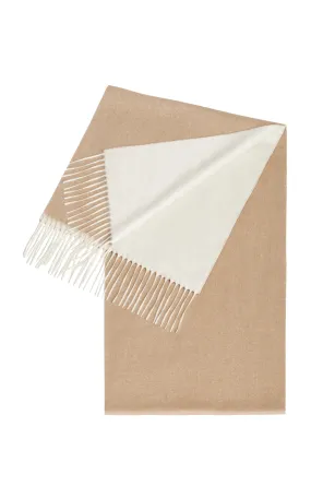 Blaine Scarf in Camel & Ivory Silk Cashmere