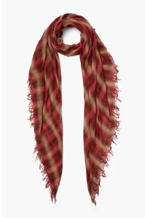 Cashmere and Silk Scarf Savvy Red Sapphire Plaid