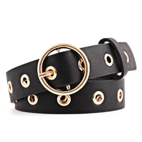 Circle Buckle Eyelet Belt