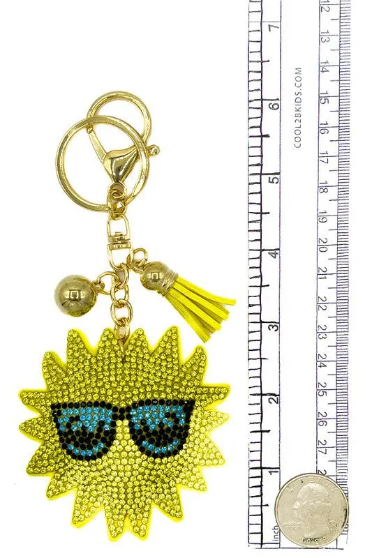 Cool Sun Rhinestone Keychain