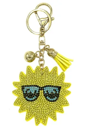 Cool Sun Rhinestone Keychain