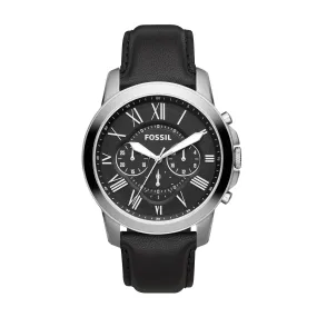 Grant Chronograph Black Leather Watch