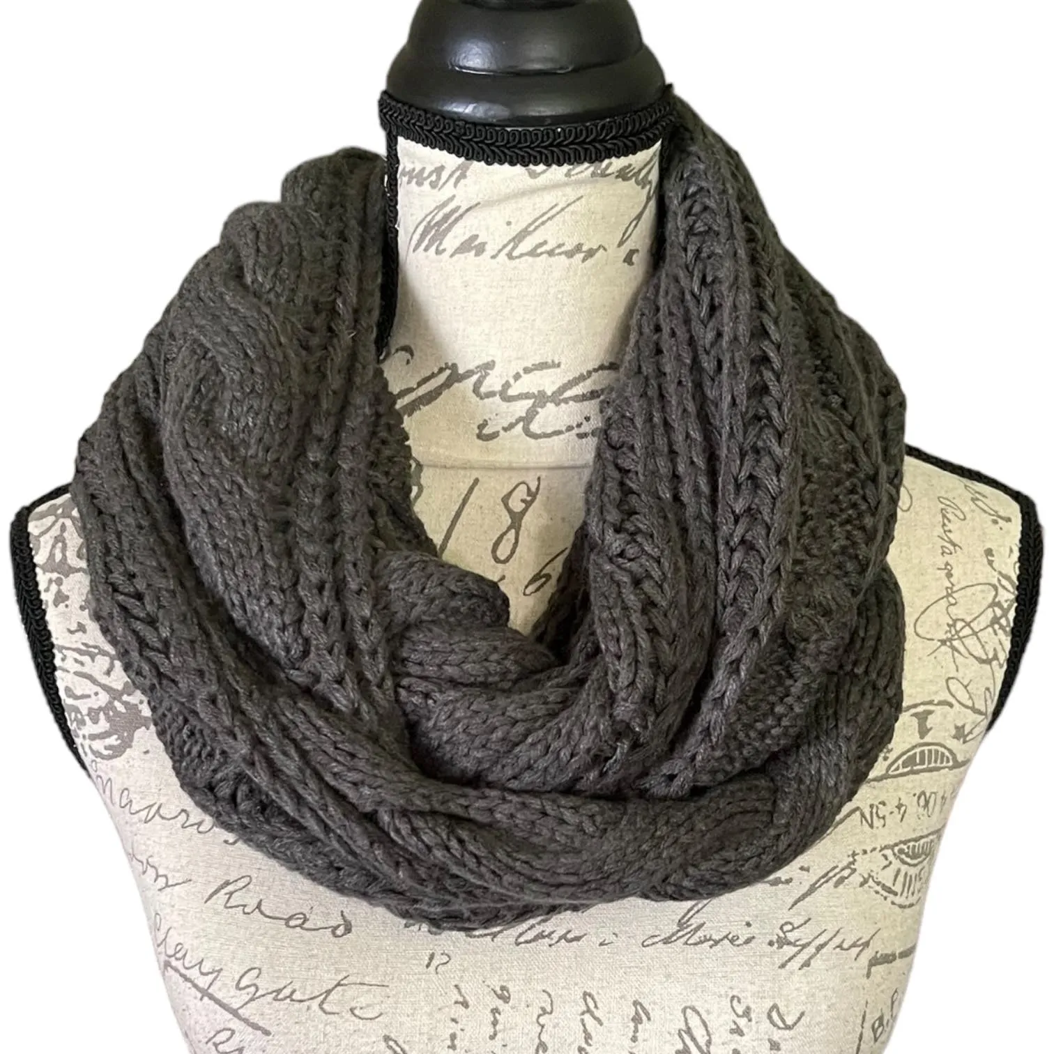 Gray Knit Long Infinity Wrap Scarf NWOT