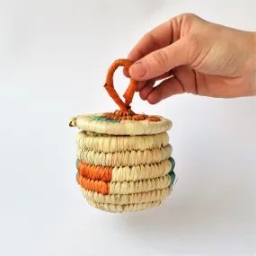 Handmade jewelry wicker basket from palm leaves