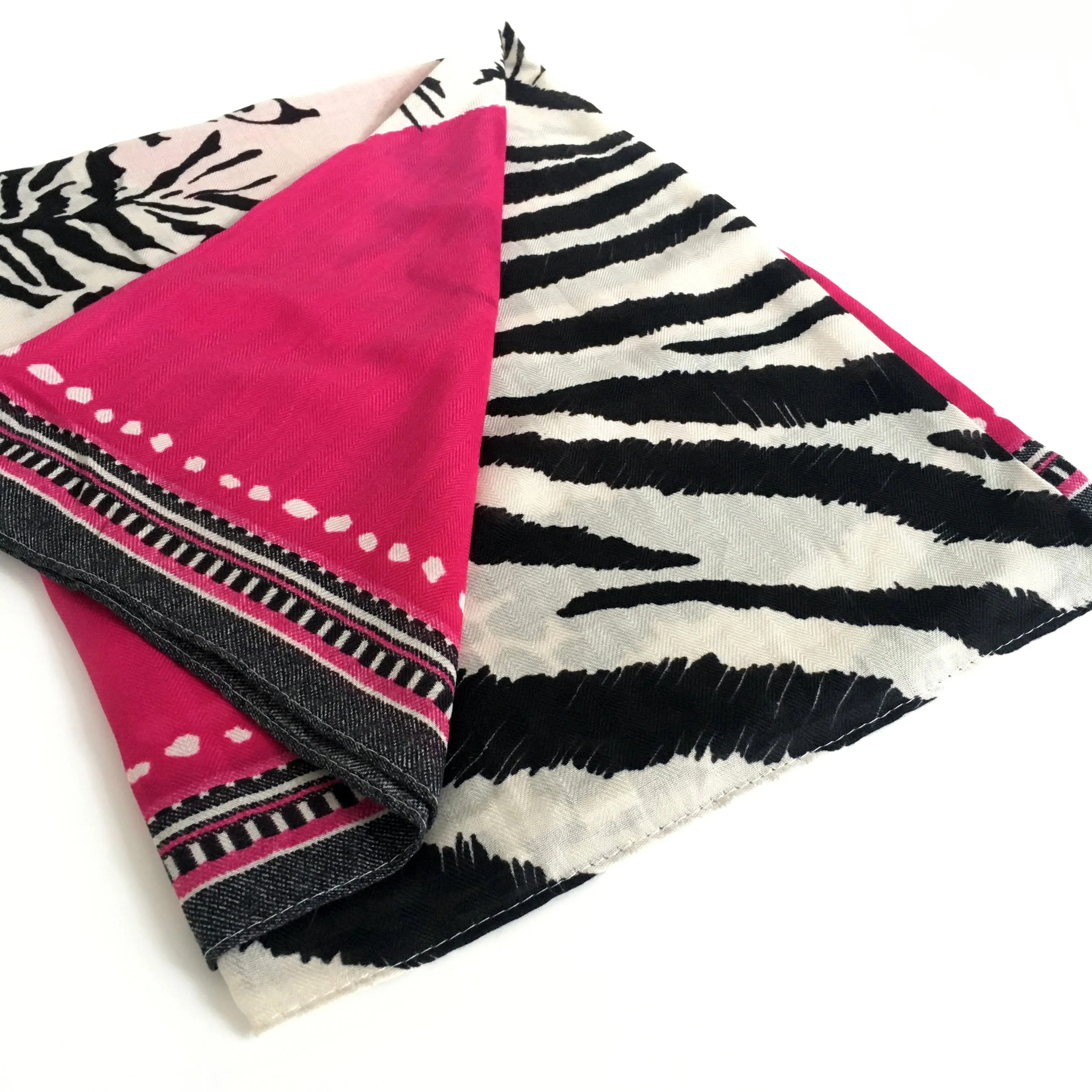 LARGE FUCHSIA PINK TIGER AND LEOPARD PRINT SHAWL SCARF