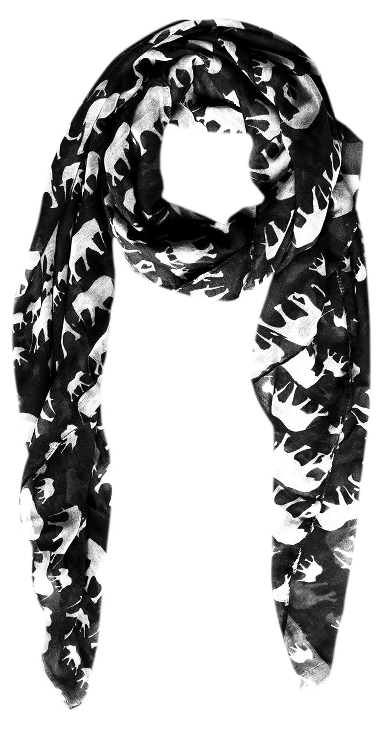 Lightweight Animal Print Elephant Scarf Shawl Sumemr Wrap