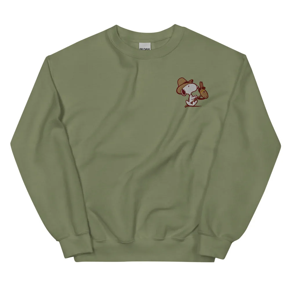 Peanuts Snoopy Cowboy Embroidered Crewneck