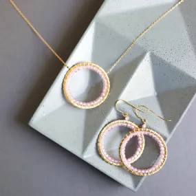 Rose Quartz Halo Jewelry Set